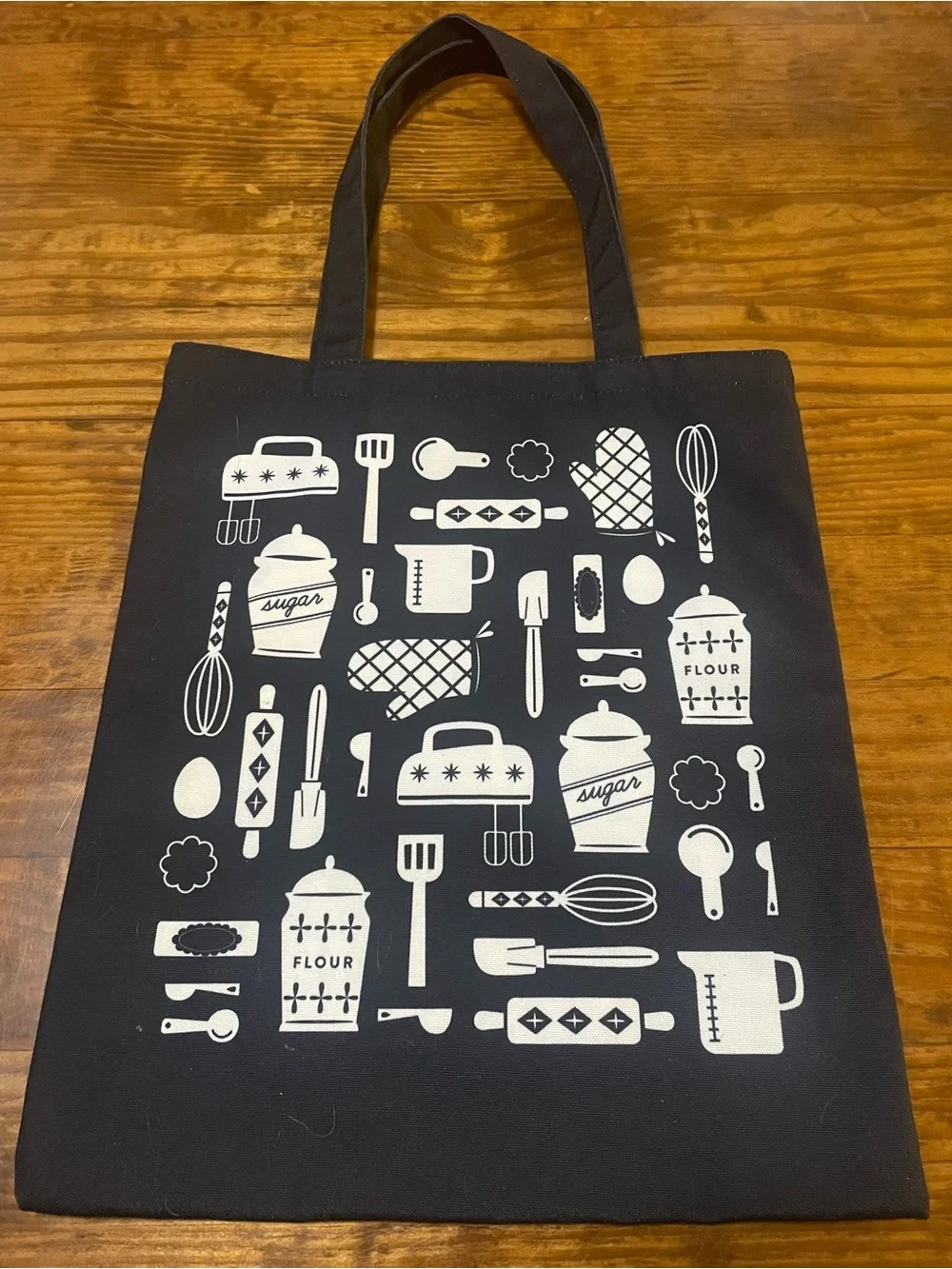 Black Kitchen Utensil Baking Theme Print Tote Bag - Home Kitchen groceries